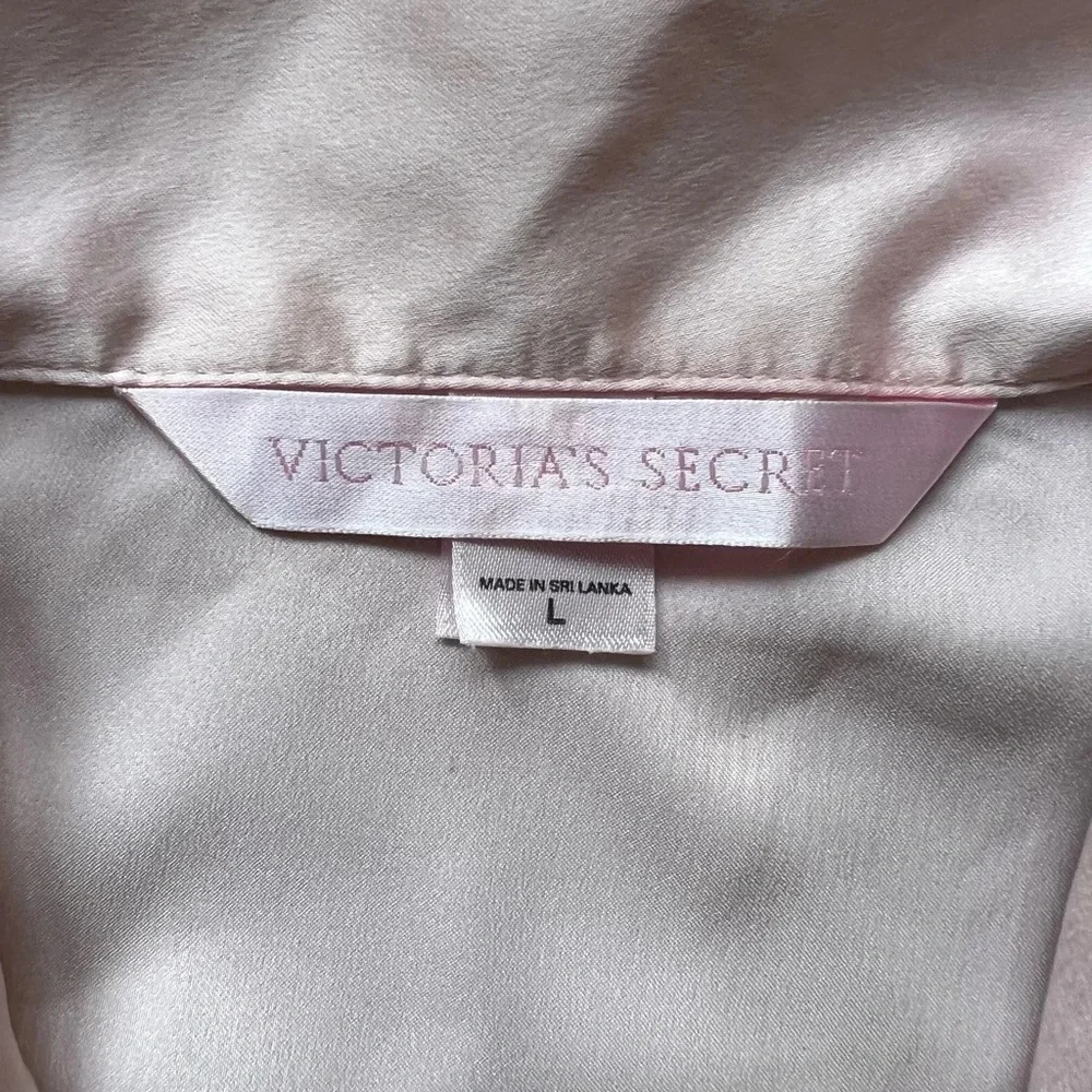 VICTORIAS SECRET SZ L SLEEP SHIRT BUTTON-UP‎ LONG-SLEEVE NIGHTGOWN PAJAMAS